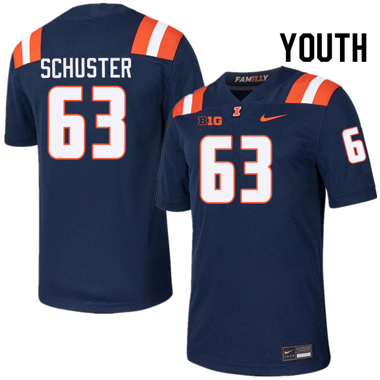 Youth #63 Dezmond Schuster Illinois Fighting Illini College Football Jerseys Stitched-Navy